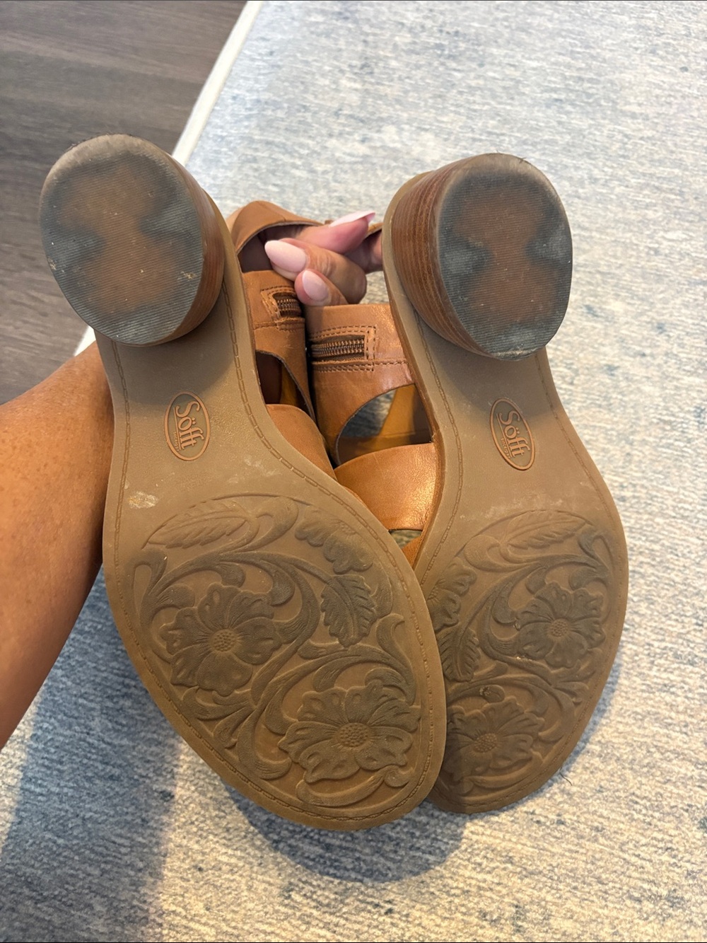 Söfft Brown Leather Crisscross Slingback Sandal - Picture 3 of 3